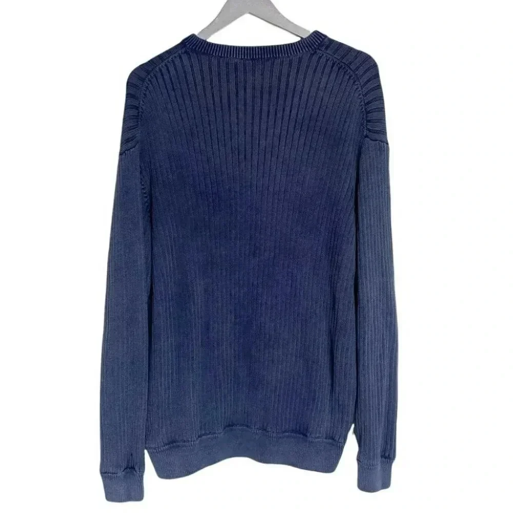 Cabela's men's L distressed blue ribbed Henley sweaters Preppy‎ Business casual